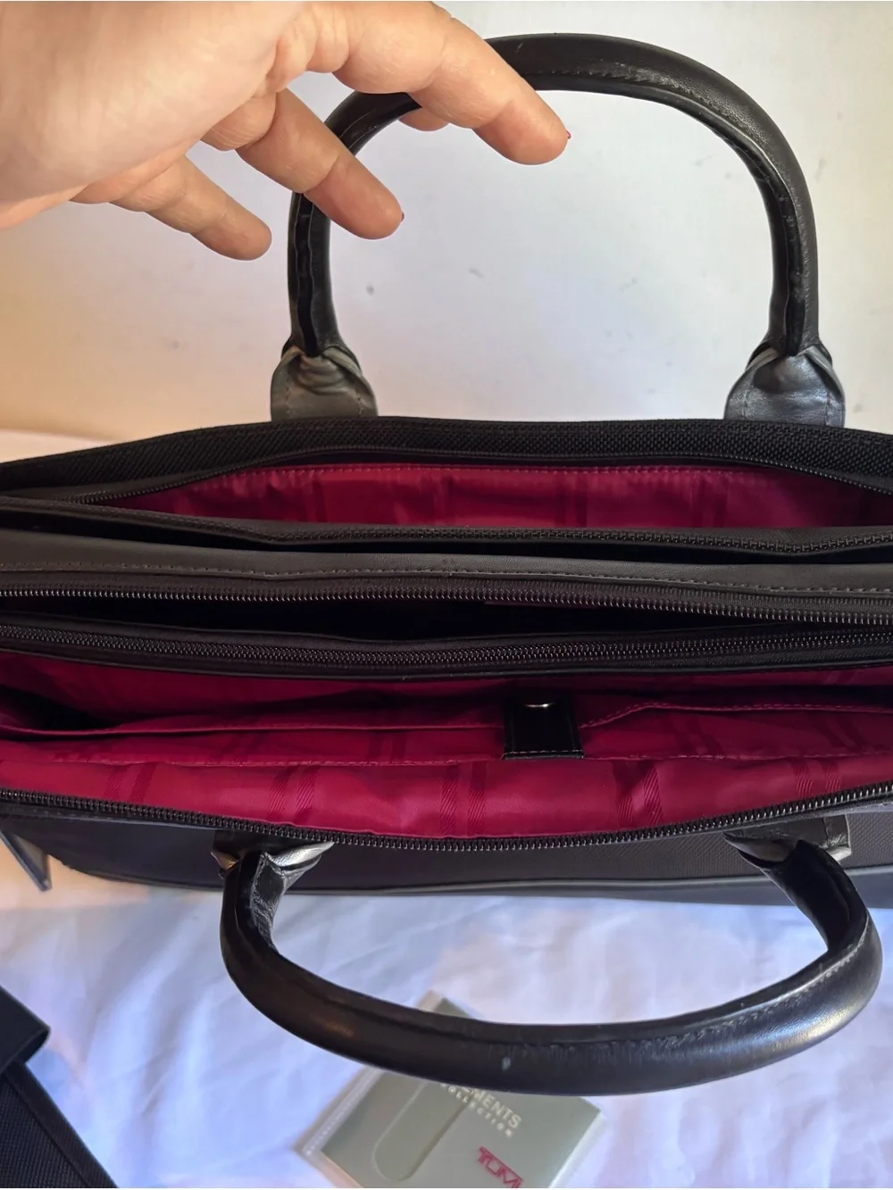 Tumi Elements Collection Briefcase maroon (wine/burgundy) and black 2-tone